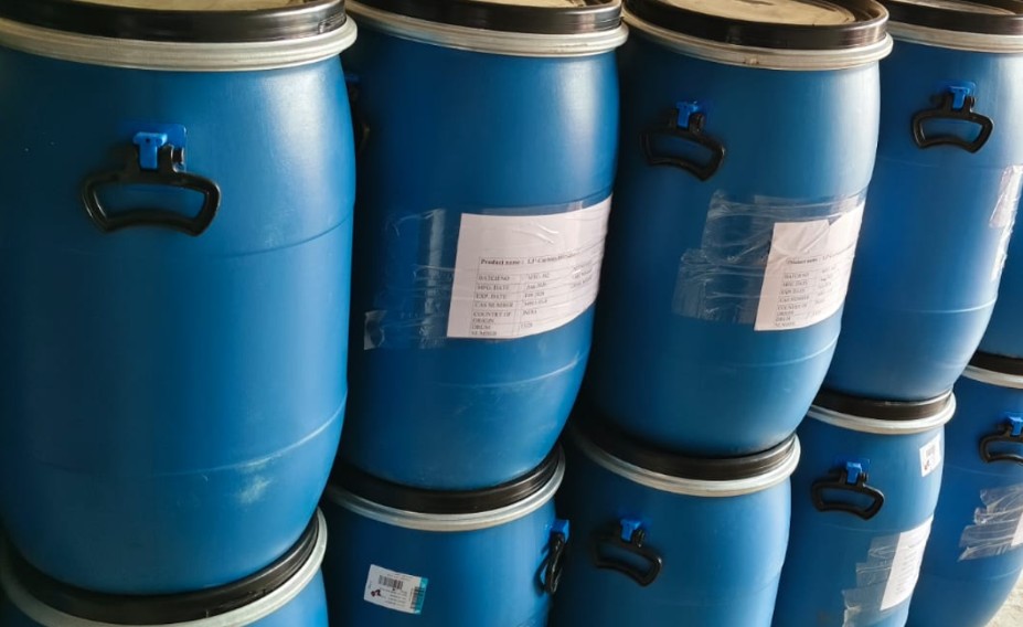 Carbonyldiimidazole drums stacked and ready for export shipment